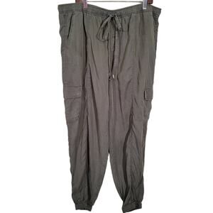 Love Fire Women's Adjustable Waist Drawstring Pull On Pants Green Size 1X